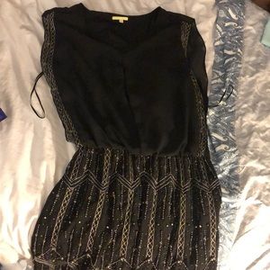 Black beaded mini dress